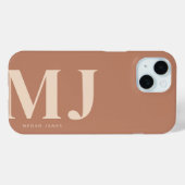 Coques Case-Mate iPhone Monogramme personnalisé en terre cuite moderne (Verso (horizontal))