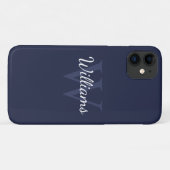 Coques Case-Mate iPhone Monogramme personnalisé et nom Navy Blue (Dos (Horizontal))
