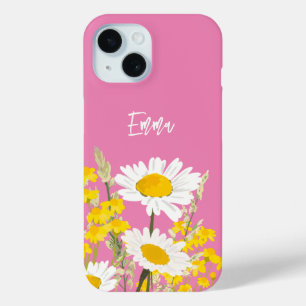 Coque Pour iPhone 15 Monogramme personnalisé Fleur sauvage moderne