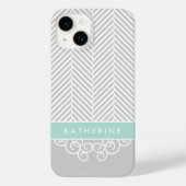 Coques Case-Mate iPhone Monogramme personnalisé Gris et pinceau Râle (Verso)