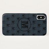 Coques Case-Mate iPhone Monogramme personnalisé Halloween noir bleu (Dos (Horizontal))