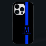 Coques Pour iPhone Monogramme personnalisé Ligne Bleue Mince<br><div class="desc">Un étui de téléphone monogramme personnalisé Thin Blue Line.</div>