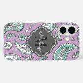 Coques Case-Mate iPhone Monogramme personnalisé Lilac Bohemian Paisley (Verso (horizontal))