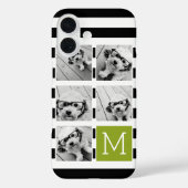 Coques Case-Mate iPhone Monogramme Personnalisé Lime Noir Striped Photo Co (Verso)