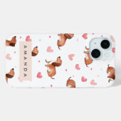 Coques Case-Mate iPhone Monogramme Personnalisé Mignon Chien Dachshund (Verso (horizontal))