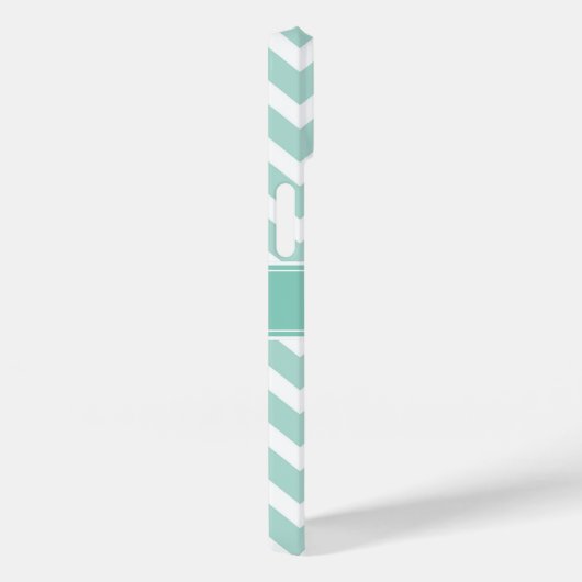 Coques Case-Mate iPhone Monogramme personnalisé Mint et Aqua Chevron (Verso / Droite)