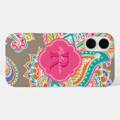 Coques Case-Mate iPhone Monogramme personnalisé Mocha Bohemian Paisley (Verso (horizontal))