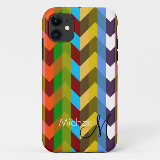 Coques Case-Mate iPhone Monogramme personnalisé Moderne Chevron Zigzag 10 (Dos)