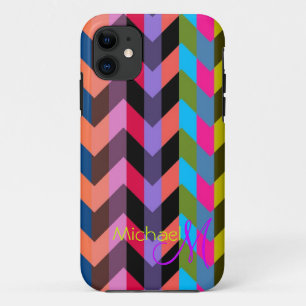 Coque iPhone 11 Monogramme personnalisé Moderne Chevron Zigzag 6