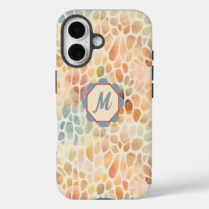 Coques iPhone 16 Monogramme personnalisé Motif d'aquarelle artistiq