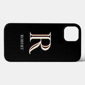 Coques Case-Mate iPhone Monogramme personnalisé noir élégant    (Verso (horizontal))