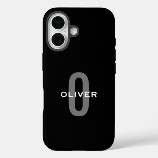 Coques Case-Mate iPhone Monogramme personnalisé noir gris blanc Nom (Verso)