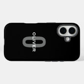Coques Case-Mate iPhone Monogramme personnalisé noir gris blanc Nom (Verso (horizontal))