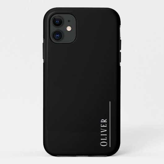 Coques Case-Mate iPhone monogramme personnalisé, noir moderne et blanc (Dos)