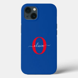 Case-Mate iPhone Case Monogramme personnalisé Nom du script Bleu Blanc R