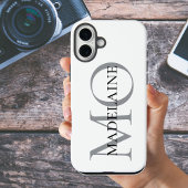 Coques Case-Mate iPhone Monogramme personnalisé Nom noir et blanc