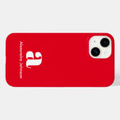 Coques Case-Mate iPhone Monogramme personnalisé Nom Simple Rouge Moderne (Verso (horizontal))