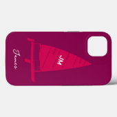 Coques Case-Mate iPhone Monogramme personnalisé Nom Voilier Course Pink (Verso (horizontal))