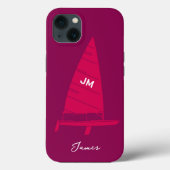 Coques Case-Mate iPhone Monogramme personnalisé Nom Voilier Course Pink (Verso)