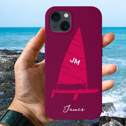 Coques Case-Mate iPhone Monogramme personnalisé Nom Voilier Course Pink
