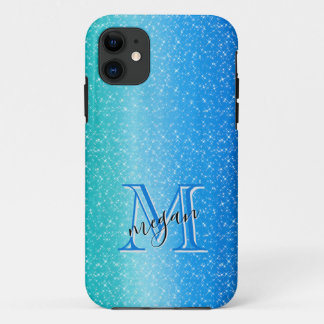 Case-Mate iPhone Case Monogramme personnalisé Ombre bleu étincelle