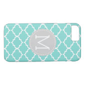 Coques Case-Mate iPhone Monogramme personnalisé par Quatrefoil bleu (Dos (Horizontal))