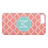Coques Case-Mate iPhone Monogramme personnalisé par Quatrefoil rose de (Dos (Horizontal))
