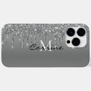Coque Pour Pour iPhone 14 Pro Max Monogramme personnalisé Parties scintillant d'arg