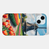 Coques Case-Mate iPhone Monogramme personnalisé Pays-Bas Windmill & Tulips (Verso (horizontal))