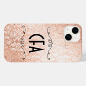 Coques Case-Mate iPhone Monogramme personnalisé Rose Gold Damask (Verso (horizontal))