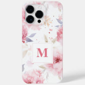 Coques Case-Mate iPhone Monogramme personnalisé rose Peonies (Verso)