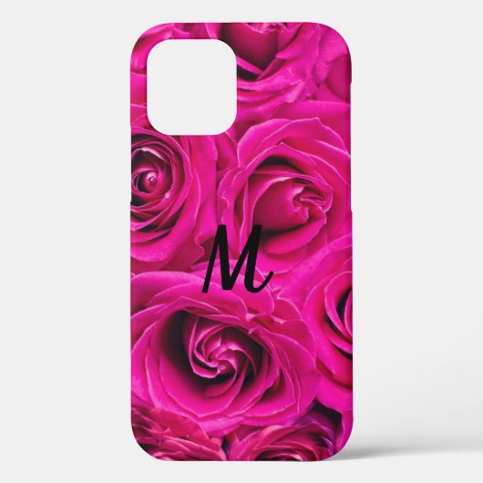 Coques Case-Mate iPhone Monogramme personnalisé Roses roses rose Coque-Mat (Verso)