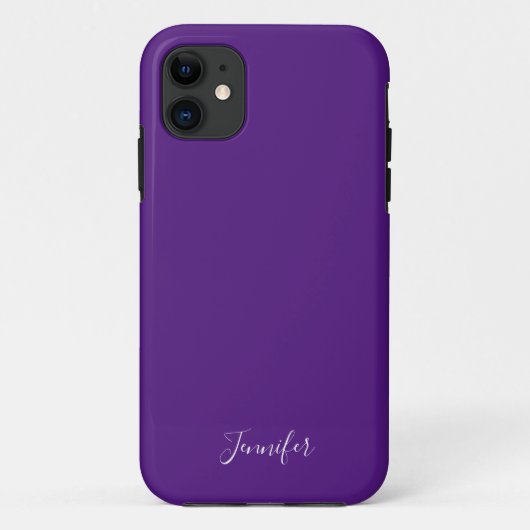 Coques Case-Mate iPhone Monogramme personnalisé Royal violet couleur solid (Dos)