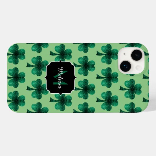 Coques Case-Mate iPhone Monogramme personnalisé Shamrock Emerald Green Spa (Verso (horizontal))