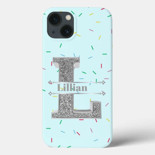 Coques Case-Mate iPhone Monogramme personnalisé Silver Initial L Votre nom (Verso)