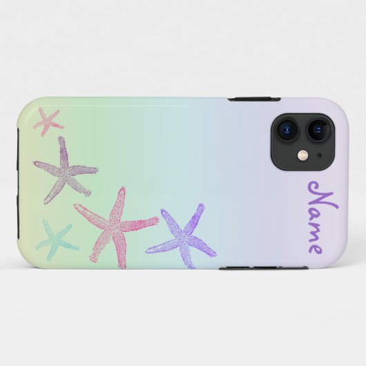 Coques Case-Mate iPhone Monogramme personnalisé Starfish Pastel (Dos (Horizontal))