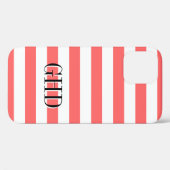 Coques Case-Mate iPhone monogramme personnalisé tendance corail rose et bl (Verso (horizontal))