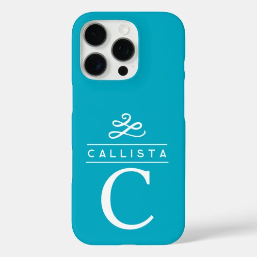 Coques Case-Mate iPhone Monogramme personnalisé Turquoise Élégant minimali (Verso)