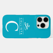 Coques Case-Mate iPhone Monogramme personnalisé Turquoise Élégant minimali (Verso (horizontal))