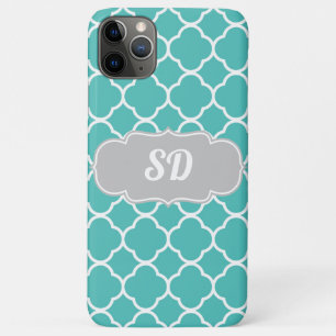 Case-Mate iPhone Case Monogramme personnalisé Turquoise Quatrefoil