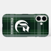 Coques Case-Mate iPhone Monogramme personnalisé vert foncé Plaid (Verso (horizontal))