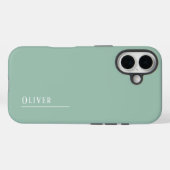Coques Case-Mate iPhone monogramme personnalisé, vert sauge moderne (Verso (horizontal))