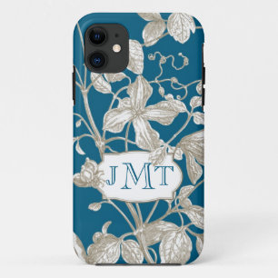 Coque Case-Mate Pour iPhone Monogramme personnalisé, vigne fleurissante
