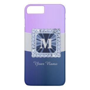 Coques Pour iPhone monogramme personnalisé violet et bleu