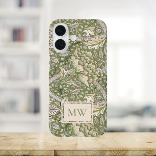 Coques iPhone 16 Monogramme personnalisé William Morris Windrush