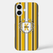 Coques Case-Mate iPhone Monogramme Personnalisé Yellow Black Strips (Verso)