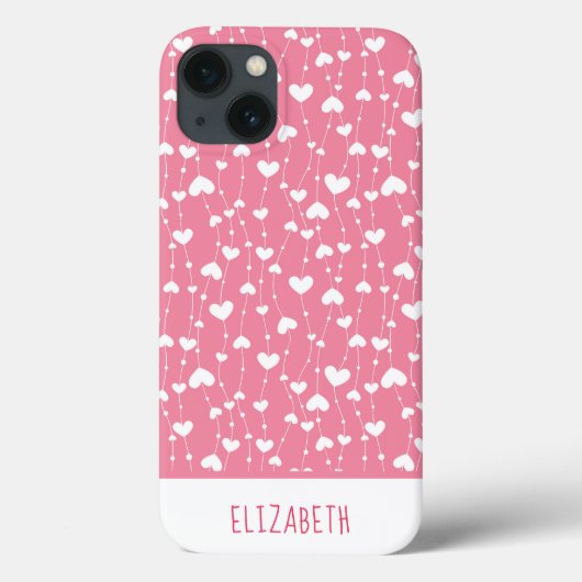 Coques Case-Mate iPhone Monogramme Personnaliser Rose Coeurs Blancs Fille (Verso)