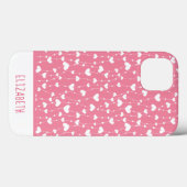 Coques Case-Mate iPhone Monogramme Personnaliser Rose Coeurs Blancs Fille (Verso (horizontal))