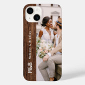 Coques Case-Mate iPhone Monogramme Photo Couple Wood Nom personnalisé (Verso)