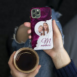 Case-Mate iPhone Case Monogramme Photo Moderne Marbre Floral Nom personn<br><div class="desc">Photo Monogramme Marbre floral moderne Nom personnalisé présente votre photo préférée sur un arrière - plan de fleurs en marbre et violet. Personnalisez avec votre monogramme et votre nom personnalisés en modifiant le texte dans la zone de texte fournie. Conçu par ©Evco Studio www.zazzle.com/store/evcostudio</div>